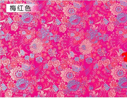 Tissu brocart de soie pivoine fuchsia : largeur 75 cm (29,5 po) - Ameublement et costumes