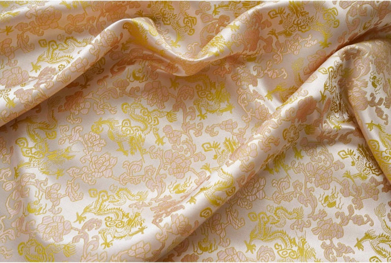 Flying Dragon Brocade Fabric: 59"W Rayon Chinese Robe Material