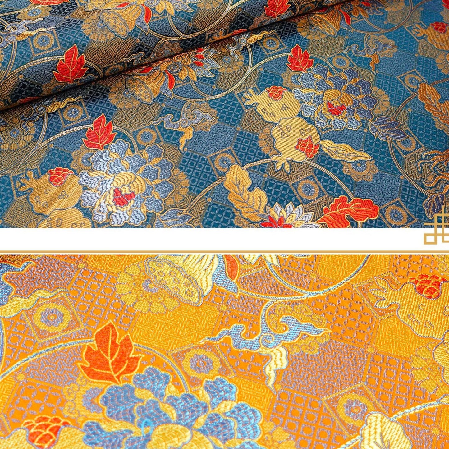Pomegranate Silk Brocade Fabric: 45"W Chinese Rayon Fabric - By the Meter