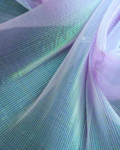 Pleated Organza Fabric: Water-Gloss Illusion, 55" Wide