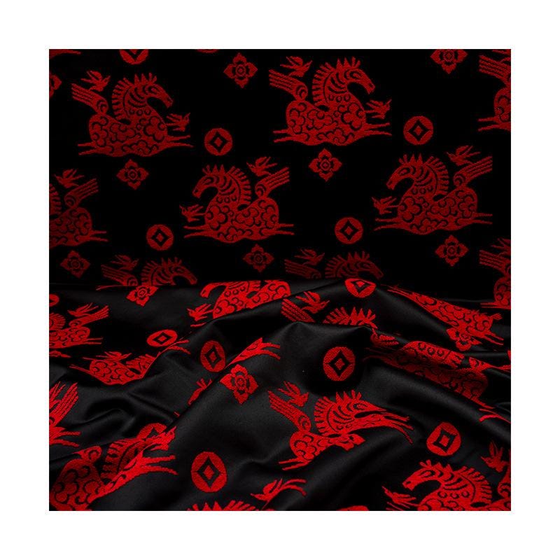Bronze Dragon Boat Jacquard Fabric: Vintage Chinese Style, 59" Wide