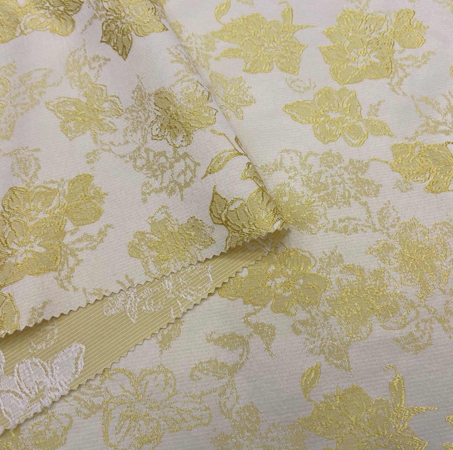 Elegant Satin Jacquard Fabric: 3D Flower Design, 59" Wide