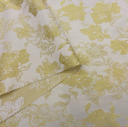 Elegant Satin Jacquard Fabric: 3D Flower Design, 59" Wide