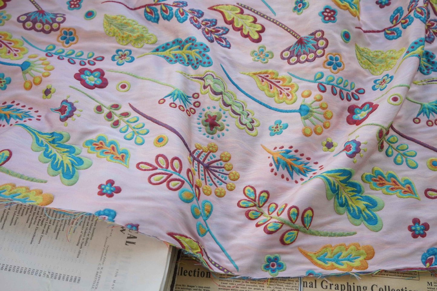 Floral Jacquard Woven Fabric: 3D Embossed Upholstery, Costume, Decor (55"W)