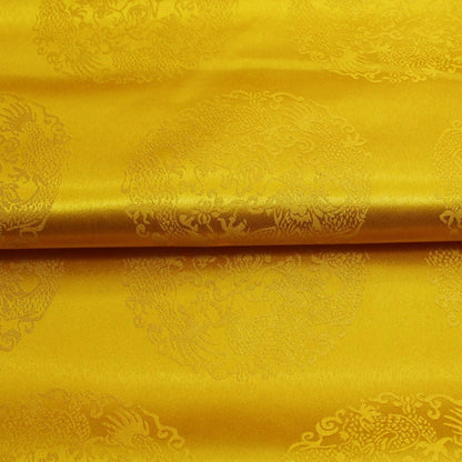 Gold Chinese Dragon Brocade Fabric: Buddhist Tibetan Silk Rayon (29.5"W)