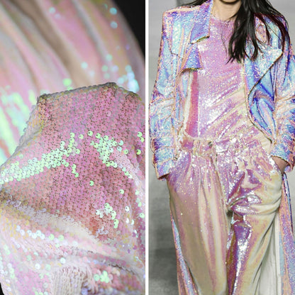 Pink Fish Scale Sequins Fabric: 53"W Symphony Gradient Polyester