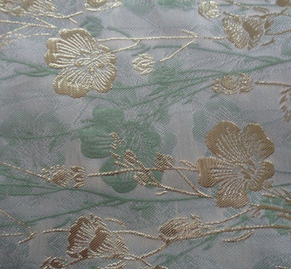Tissu jacquard doré à motif floral : texture peinture à l’huile 3D, 145 cm de large