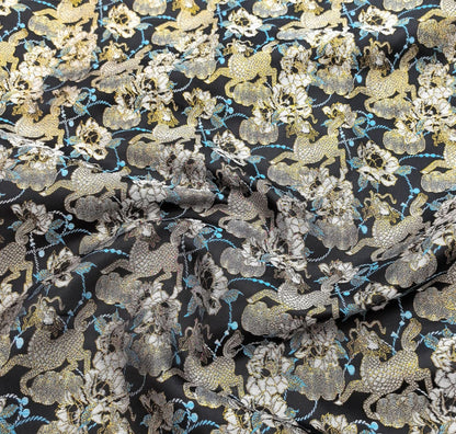 Kirin Peony Brocade Fabric: 59"W Chinese Upholstery Sewing Material