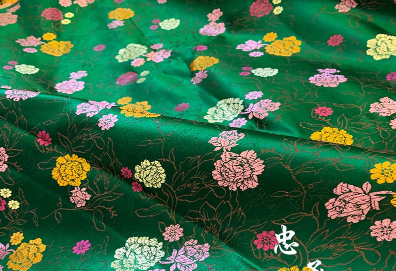 Tissu brocart de soie : motif pivoine, tissu à coudre en rayonne de 89 cm de large