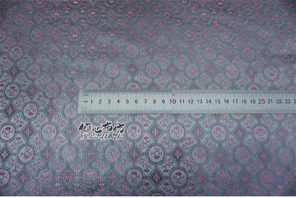 Tianhua Jacquard Brocade Fabric: Silver Damask Silk Rayon (29"W)