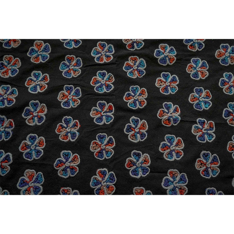 Plush Flower Knit Fabric: Contrasting Color Polyester Upholstery, 55"W