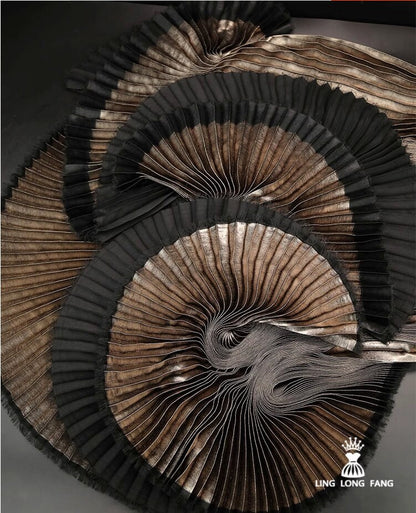 Metallic Silver Pleated Fabric: Stiff Texture, 59" Wide