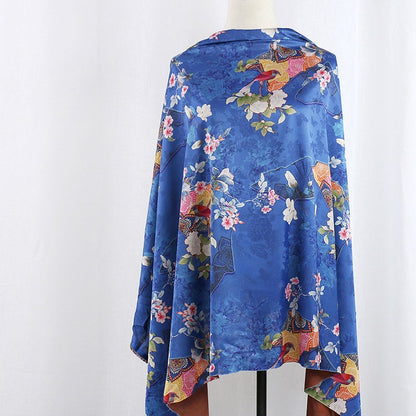 Damask Silk Fabric: Ancient Kite Pattern Print, 59" Wide