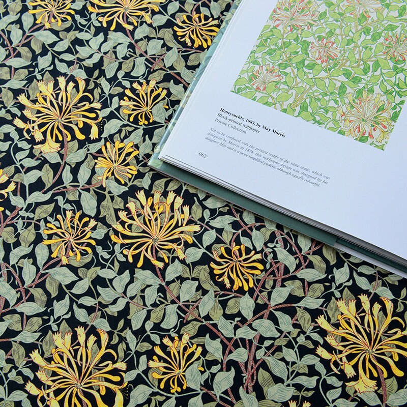 Tissu en coton style William Morris : imprimé branches de saule, pour la couture et l’ameublement