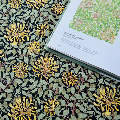 Tissu en coton style William Morris : imprimé branches de saule, pour la couture et l’ameublement