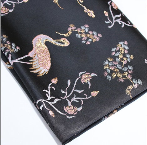 Gold Thread Damask Jacquard Fabric: Metallic Brocade, 57"W