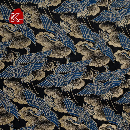 Silk Brocade Fabric: Japanese Crane Jacquard Satin, Home Decor