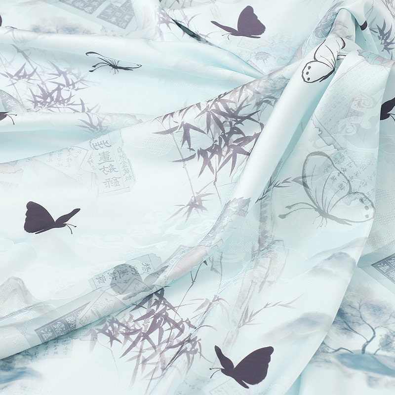 Ancient Pattern Tea Silk Fabric: 59"W Satin Upholstery & Costume