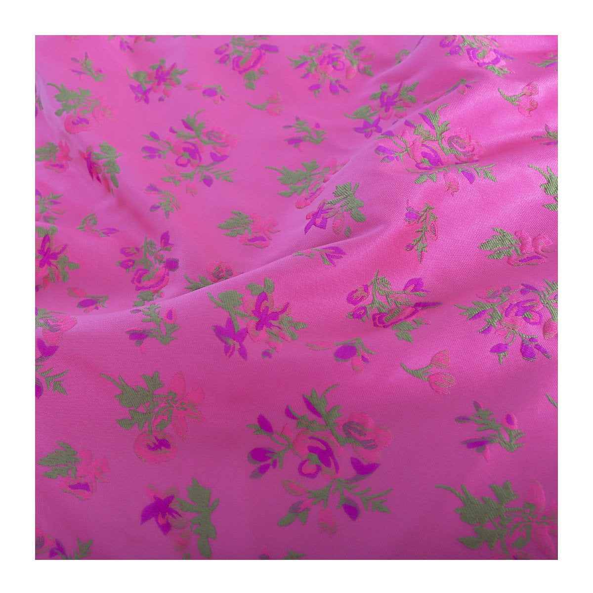 Rose Purple Floral Brocade Fabric: 59"W Rayon Sewing Material