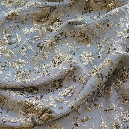 Tissu jacquard floral doré réversible : matériau de couture pour ameublement gaufré, largeur 60