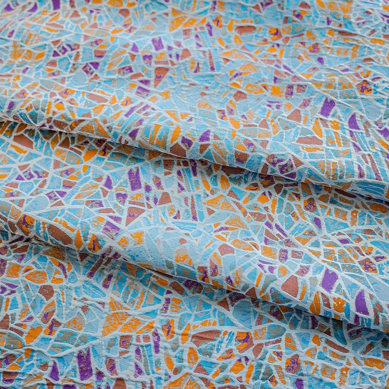 Blue Jacquard Fabric: Soft Polyester Designer Fabric, 59" Wide