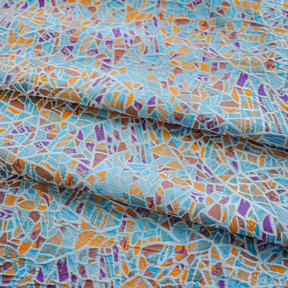 Blue Jacquard Fabric: Soft Polyester Designer Fabric, 59" Wide
