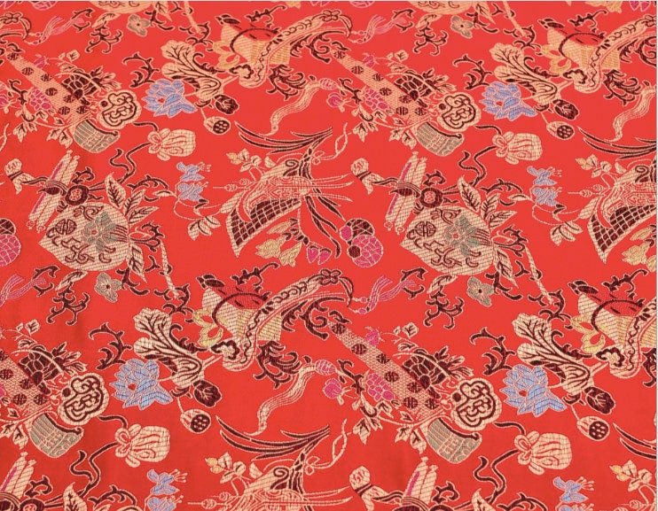 Eight Immortals Brocade Fabric: 59"W Rayon Upholstery & Sewing
