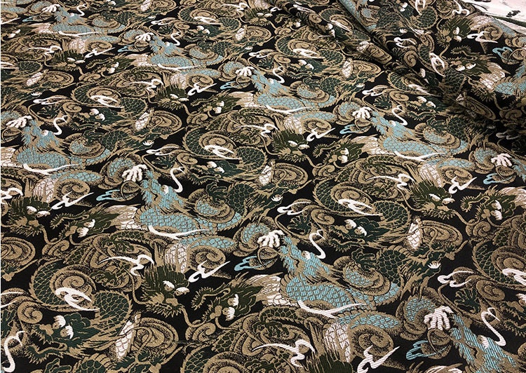 Dragon Jacquard Brocade Fabric: 57"W Silk Blend Damask