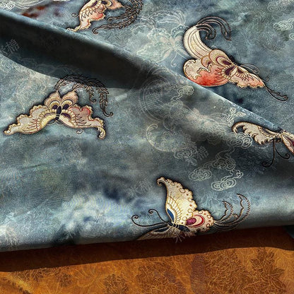 Tissu de soie Butterfly Dream - Jacquard Xiangyun Gambiered Canton Gauze, 150 cm de large