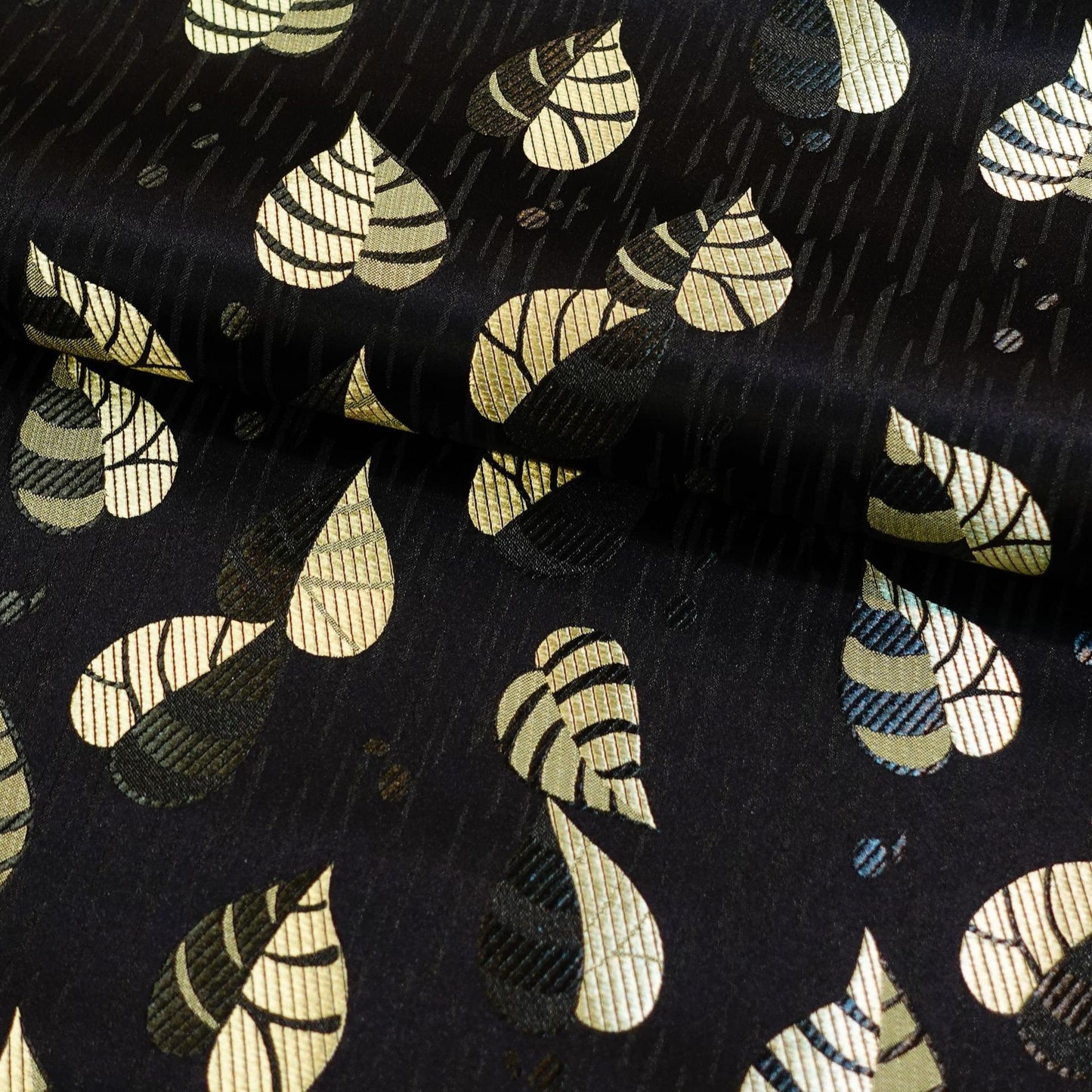 Silk Brocade Fabric: Leaf Flower Design, 45" Wide - By The Meter