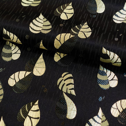 Silk Brocade Fabric: Leaf Flower Design, 45" Wide - By The Meter
