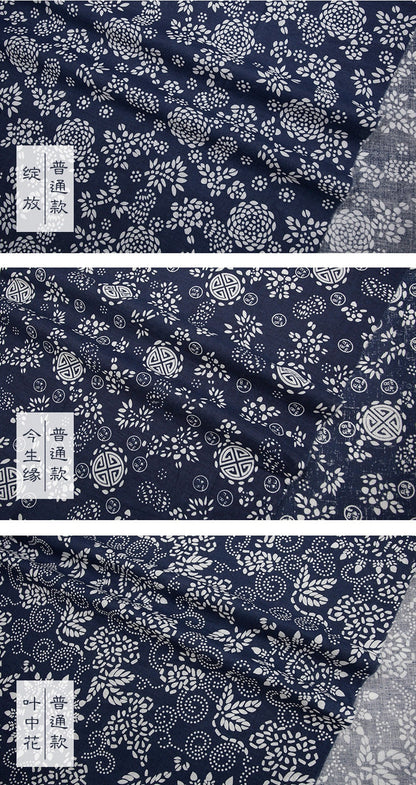 Blue Chinese Printed Cotton Fabric: Cheongsam Sewing Material