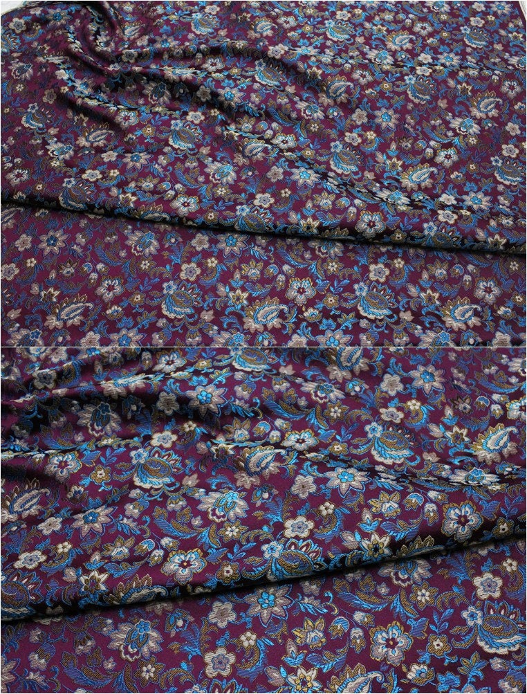 Floral Brocade Fabric: Silk Rayon Blend, Cheongsam Qipao Material (29.5" Wide)