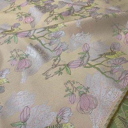 Bird & Flower Jacquard Damask Fabric: 3D Texture Upholstery, Costume, Decor - 56"W