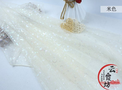 Symphony Foil Star and Moon Mesh Fabric, Wedding Costume, Cosplay (59" Wide)