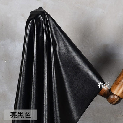 Black Matte Pleather Fabric: 4-Way Stretch Polyester Spandex (58"W)