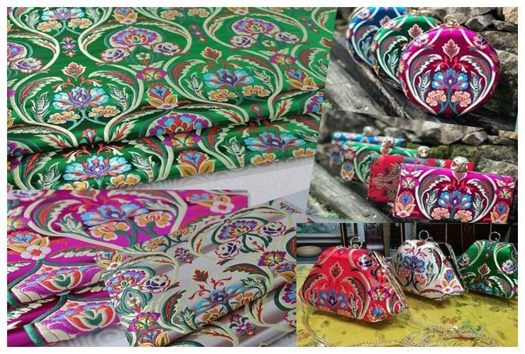 Floral Jacquard Brocade Fabric: Chinese Mongolian Style (By The Meter) - Poppylollipop