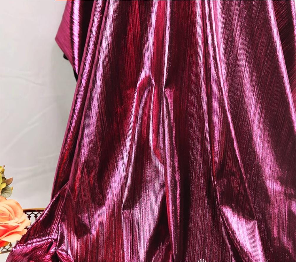 Metallic Foil Striped Knit Fabric: 4-Way Stretch, 56" Wide