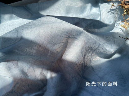 Aqua Blue Tencel Jacquard Chiffon Fabric: Anti-Wrinkle Dress Sewing (59"W)