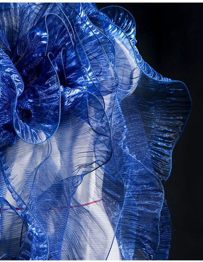 3D Ruffle Organza Fabric: Two-Toned Designer Gown Material