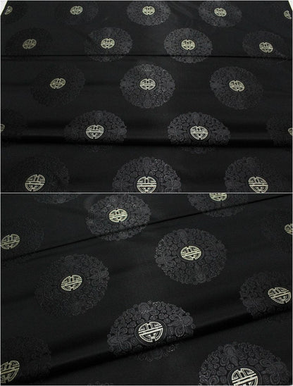 Chinese Fu Symbol Brocade Jacquard Satin Fabric - 29.5"W