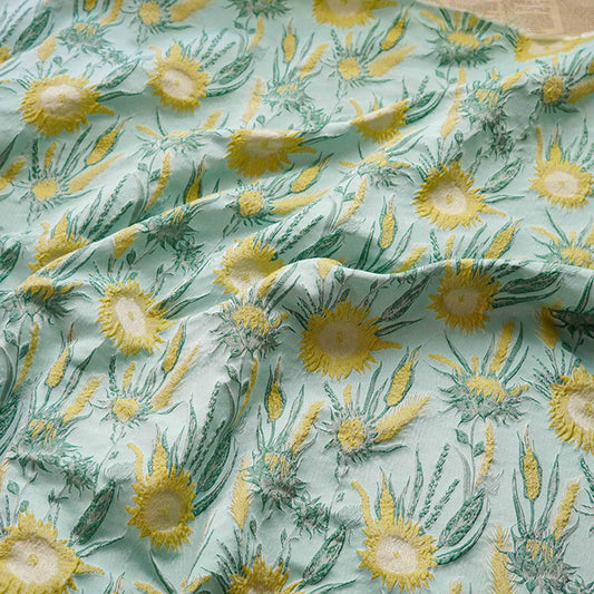 Tissu jacquard à motif floral : texture 3D style peinture à l'huile (130 cm de large)