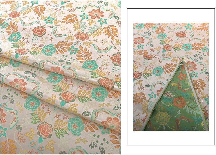Floral Silk Brocade Fabric: 55" Wide Sewing Material