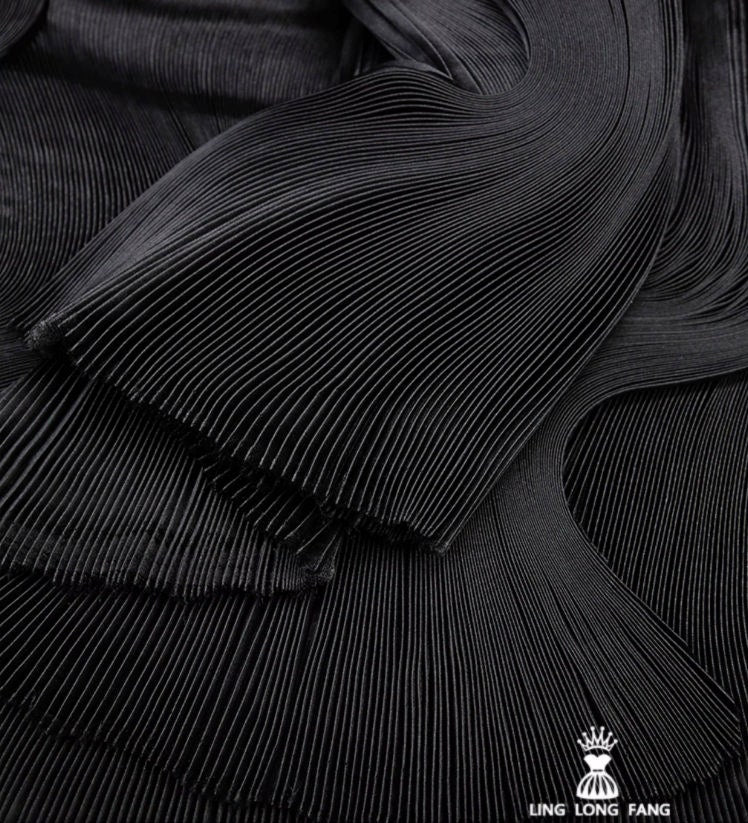 Pleated Chiffon Fabric: Hand-Pressed Texture, 56" Wide, 4 colors