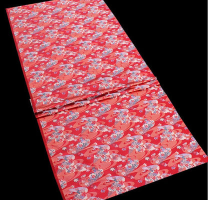 Tissu brocart japonais Nishijin : Jacquard de soie et rayonne à motif de fleurs de cerisier et d'eau vive