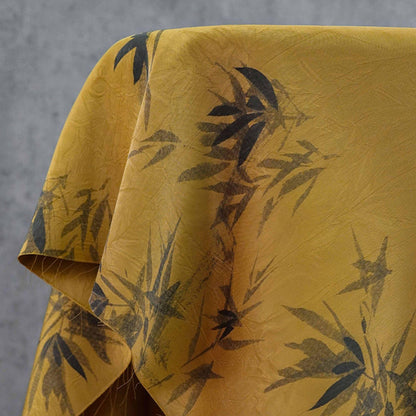 Bamboo Leaf Print Satin Rayon Fabric: Drapey Sewing Material