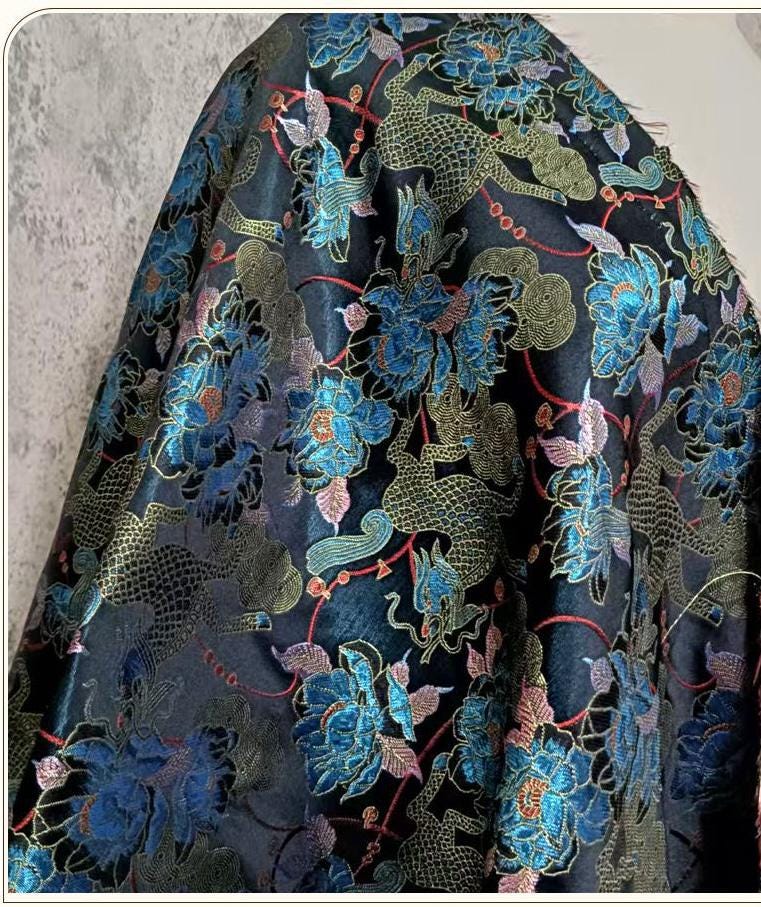Kirin Peony Brocade Fabric ��� Color-Woven Jacqua"W