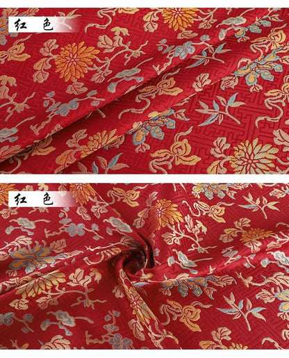 Orange Dunhuang Brocade Fabric: 59"W Tibetan Robe Material