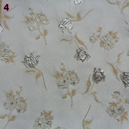Magnolia Gold Foil Jacquard Chenille Fabric: Floral Upholstery, 56"W