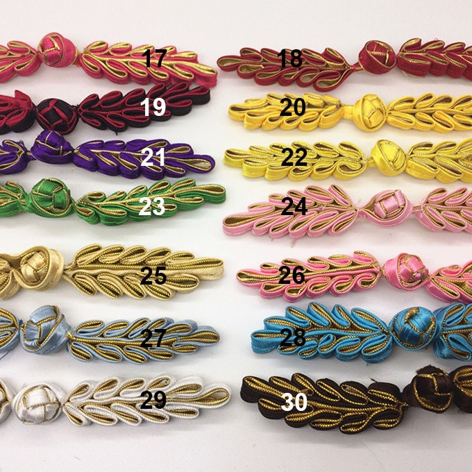 Handmade Satin Leaf Sewing Frog Closures: Cheongsam Knot Buttons